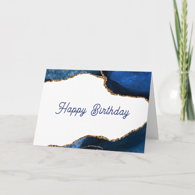 Achat Saphir mit Goldadern Geburtstag Karte (Vorderseite)