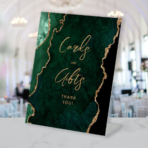 Achat Smaragdgrün Gold Hochzeitskarten Geschenke Sockelschild