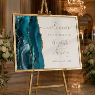 Achat Türkgrün Gold Elfenbein Hochzeits-Willkommen Poster