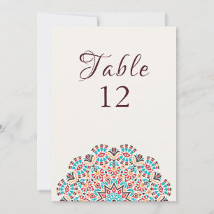 Achat Türkis Mandala Hochzeit Tischnummer