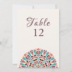 Achat Türkis Mandala Hochzeit Tischnummer