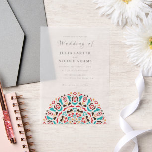 Achat Türkis Teal & Wein Florales Mandala-Hochzeit