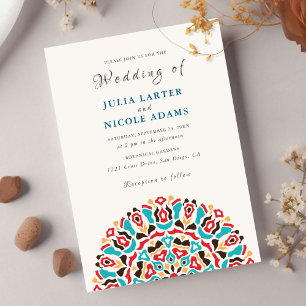 Achat Türkis Teal & Wein Florales Mandala-Hochzeit Einladung