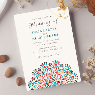 Achat Türkis Türkis & Wein Blumen-Mandala Hochzeit Einladung