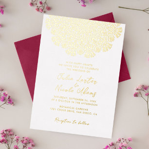 Achat Türkis Türkis & Wein Blumen-Mandala Hochzeit Folieneinladung