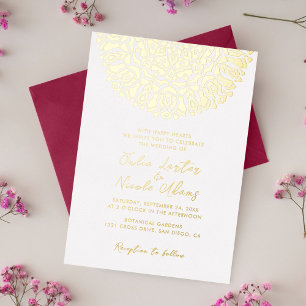 Achat Türkis Türkis & Wein Blumen-Mandala Hochzeit Folieneinladung