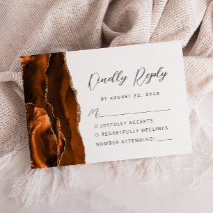 Achat Verbranntes Orange Gold Moderne Schrift Hoch RSVP Karte