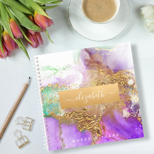 Achat Wasserfarbe Gold Lila Aquamarin chic glamour Notizbuch