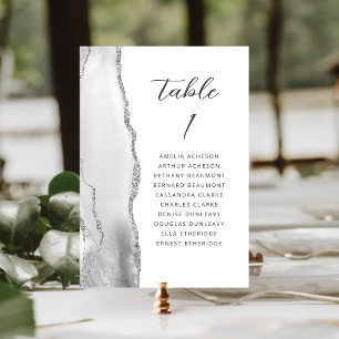 Achatgrau silberne moderne Schrift Hochzeit Tischnummer