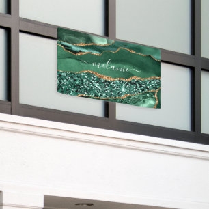 Achatgrün Gold Glittermarmor Individueller Namensb Banner