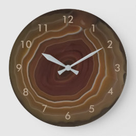 Achatscheibebraun-Steinuhr mit Zahlen Große Wanduhr