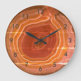 Achatscheibeorange Steinuhr mit Zahlen Große Wanduhr