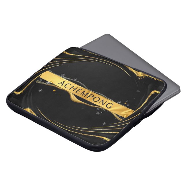 Achempong: Auric Cascade Liquid Gold Flow Protect Laptopschutzhülle (Vorne Oben)