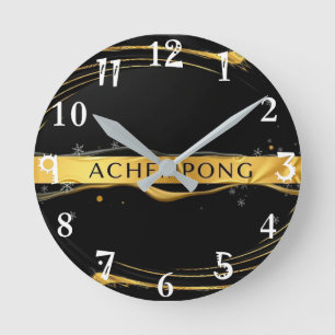 Achempong: Auric Cascade Liquid Gold Opulenz Runde Wanduhr