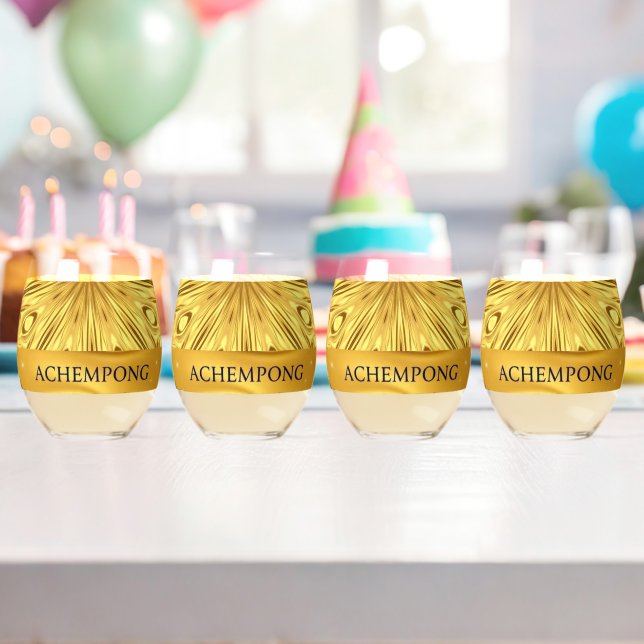 Achempong Designer Drinkware: Crimson & Gold Opule Weinglas Ohne Stiel (Insitu (Geburtstag))