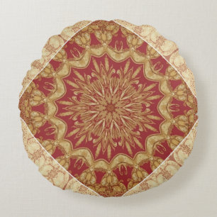 Achempong Designer Golden Red Ornate Accent Kissen