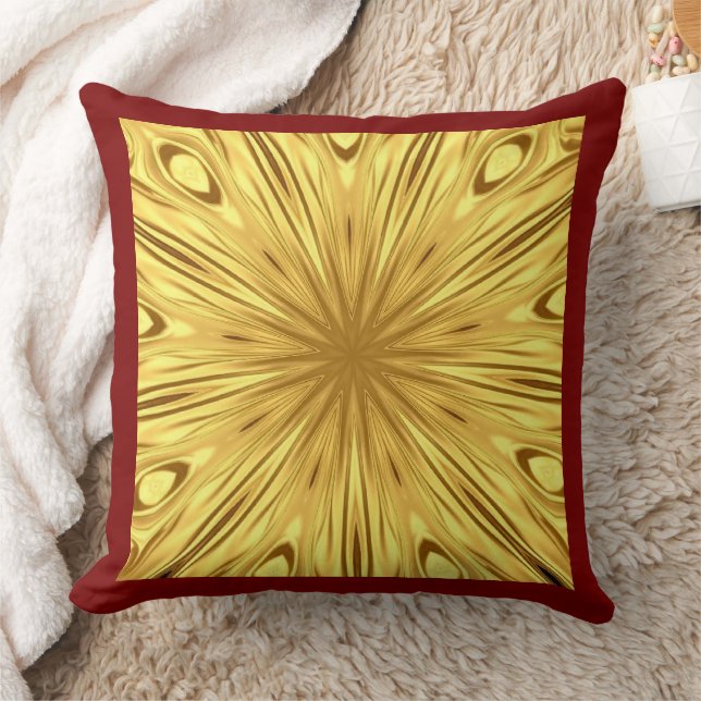 Achempong Designer Pillow: Crimson & Gold Opulent  Kissen (Decke)