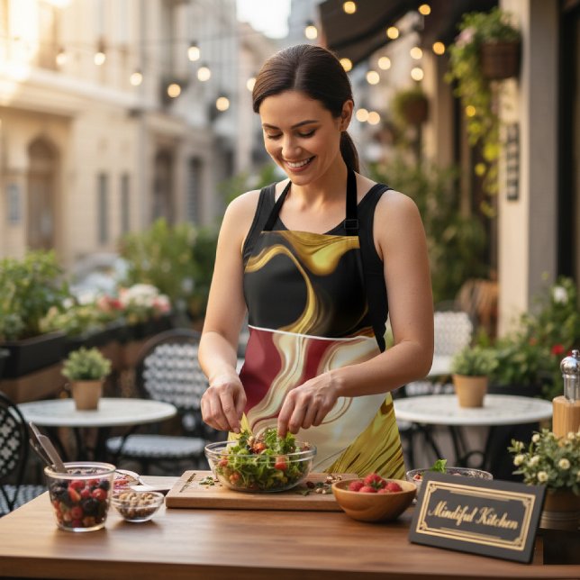 Achempong Designer-Schürze: Opulenter Wirbel Karme Schürze (Turn kitchen time into a calming, purposeful task. Chef's Apron, features opulent Gold. Get Yours!)