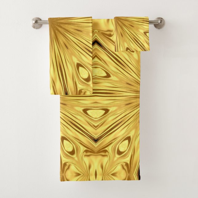 Achempong: Gilded Zenith Opulent Swirl Crimson Gol Badhandtuch Set (Insitu)