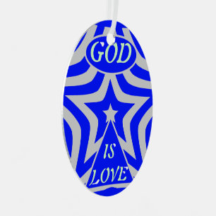 Achempong God is Liebe Star Blue Geometric Ornament Aus Metall