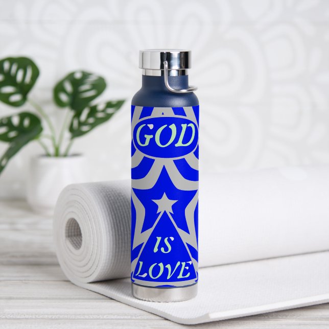 Achempong God is Liebe Star Blue & Gray Stainless Trinkflasche (Yoga (gedreht))