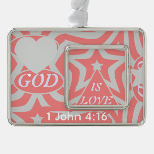 Achempong God is Liebe Star Pastell Pink Rahmen-Ornament Silber