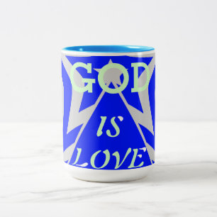 Achempong Gott ist Liebe Stern Blau & Grau Zweifar Zweifarbige Tasse