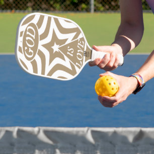 Achempong Gott ist Liebe Stern Hellbraun - Weiß Pickleball Schläger