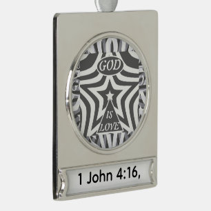 Achempong Gott ist Liebe Stern Monochrom Glaube Zu Banner-Ornament Silber
