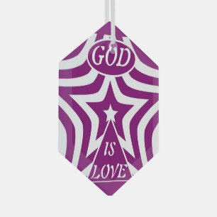 Achempong Gott ist Liebe Stern Tief Violett Sechse Ornament Aus Glas