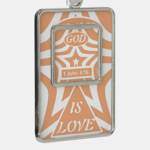Achempong Gott ist Liebe Stern Warmes Pfirsich ger Rahmen-Ornament Silber