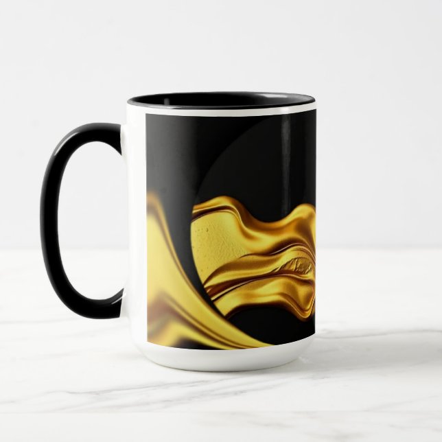 Achempong Opulent Liquid Gold Black Monochrome Art Tasse (Links)
