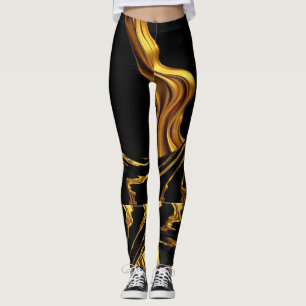 Achempong Opulenter Wirbel Flüssiges Gold Schwarze Leggings
