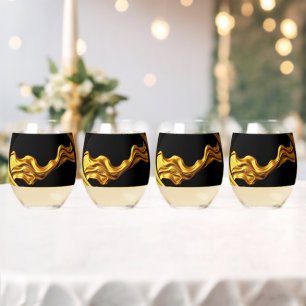 Achempong Opulenter Wirbel Liquid Gold Schwarzes M Weinglas Ohne Stiel