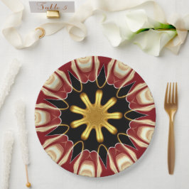 Achempong: Starburst | Tiefes Karmesinrot & Gold L Pappteller