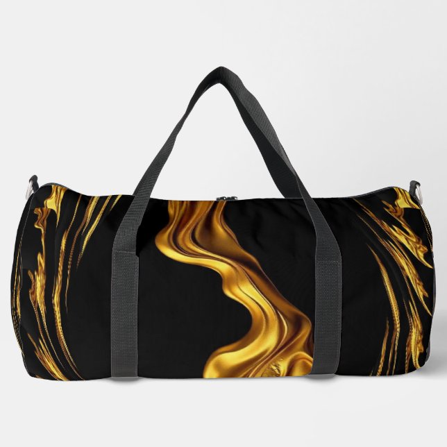 Achempong Swirl Liquid Gold Black Monochrome Art Duffle Bag (Vorderseite)