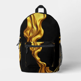 Achempong Swirl Liquid Gold Black Monochrome   Bedruckter Rucksack