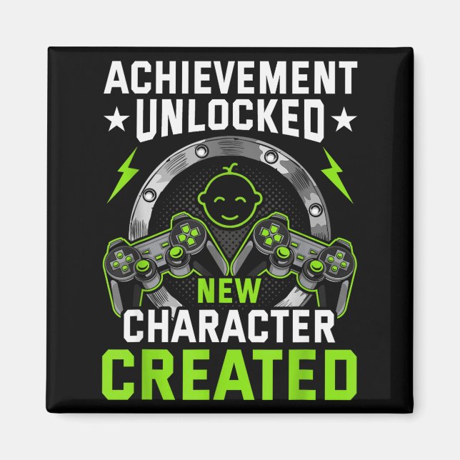 Achievement Unlocked New Character D Video Gamer  Magnet (Vorne)