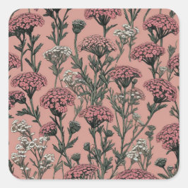 Achillea Desert Eve Deep Rose Muster Quadratischer Aufkleber