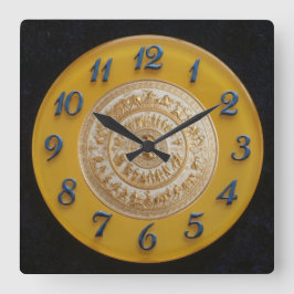 Achilles Schild Zitronen Zifferblatt Quadratische Wanduhr