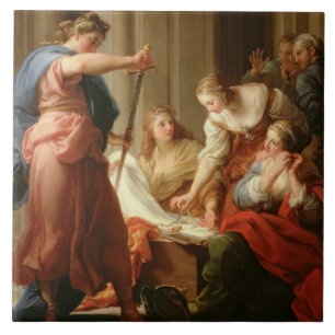 Achilleus am Gericht von König Lycomedes mit Fliese