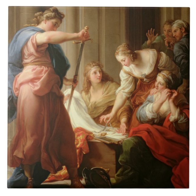 Achilleus am Gericht von König Lycomedes mit Fliese (Vorderseite)