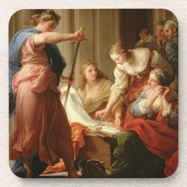 Achilleus am Gericht von König Lycomedes mit Untersetzer (Vorderseite)
