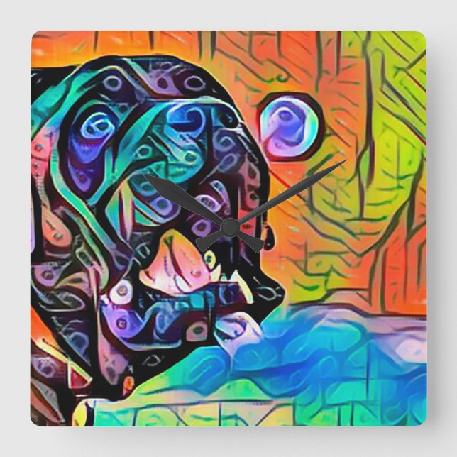 Achilleus die Stock Corso Blasen-Uhr Quadratische Wanduhr (Vorderseite)