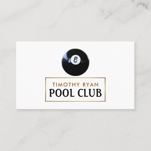 Acht Ball, Pool Club, Pool Player Business Card Visitenkarte (Vorderseite)