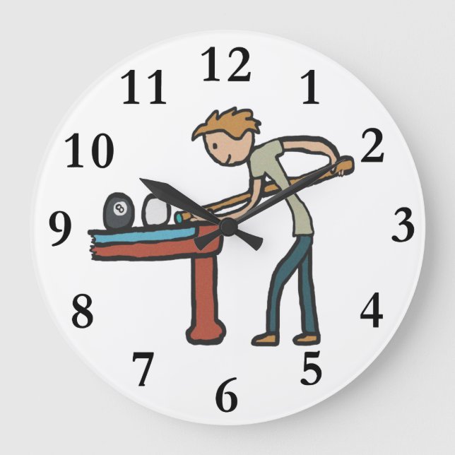 Acht Ball Pool Große Wanduhr (Vorderseite)
