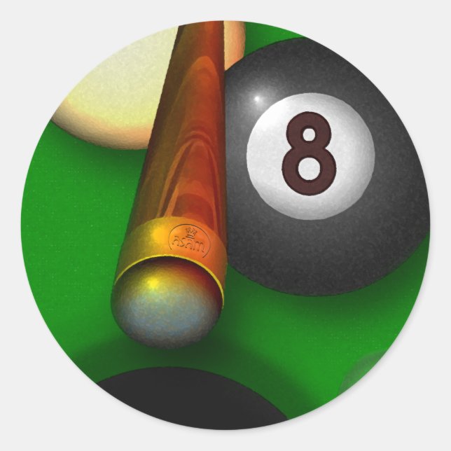 Acht Ball Pool und Billard Runder Aufkleber (Vorderseite)