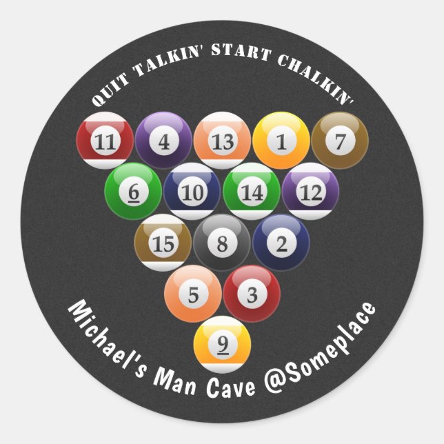 Acht-Ball-Rack-Billard-Balls 8-Ball-Pool-Spiel Runder Aufkleber (Vorderseite)