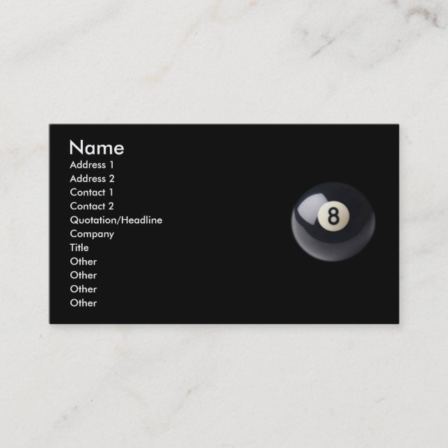 Acht-Ball-Visitenkarte Visitenkarte (Vorderseite)