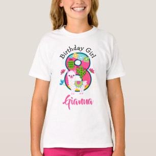 Acht Birthday Girl Lama Party T - Shirt